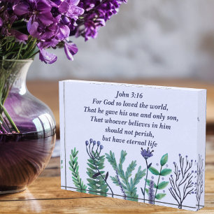 John 3:16 Bible Verse Beautiful Easter Floral Photo Block