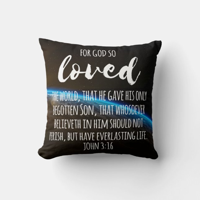 John 3:16 Bible Verse Christian Cushion (Front)