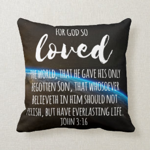 John 3:16 Bible Verse Christian Cushion