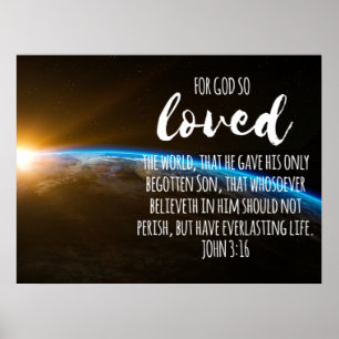 John 3:16 Bible Verse Christian Poster