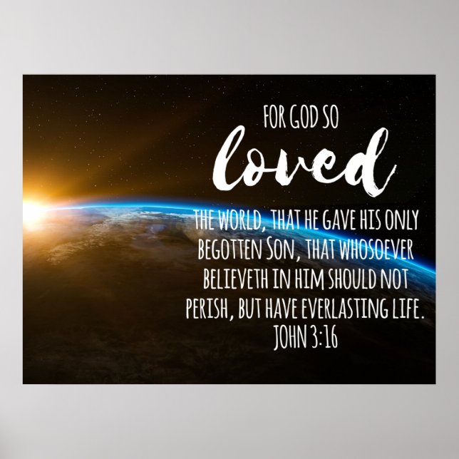 John 3:16 Bible Verse Christian Poster (Front)