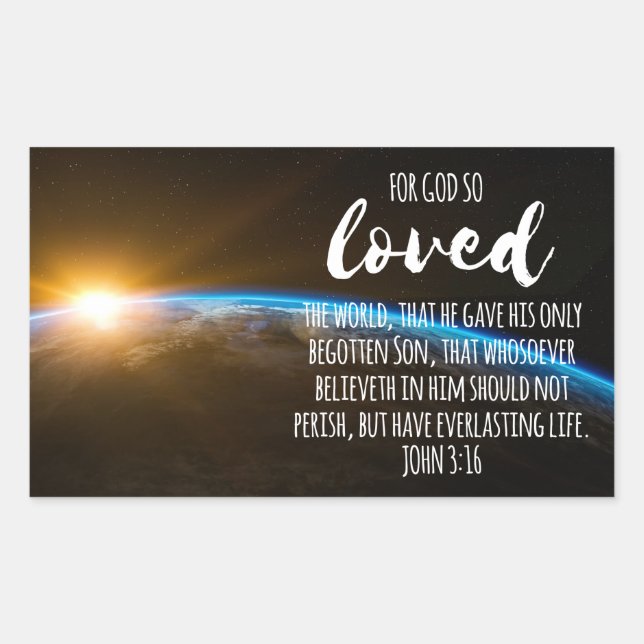 John 3:16 Bible Verse Christian Rectangular Sticker (Front)