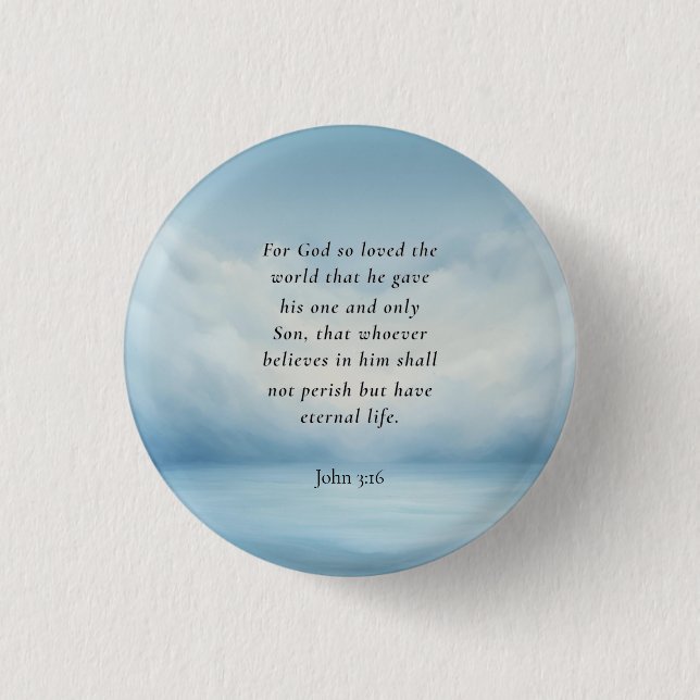 John 3:16 Bible Verse Image 3 Cm Round Badge (Front)