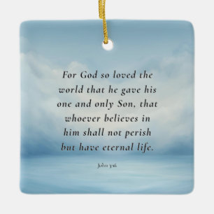 John 3:16 Bible Verse Image Ceramic Ornament