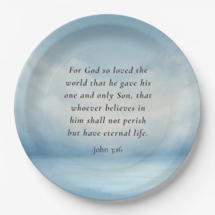 John 3:16 Bible Verse Image Paper Plate
