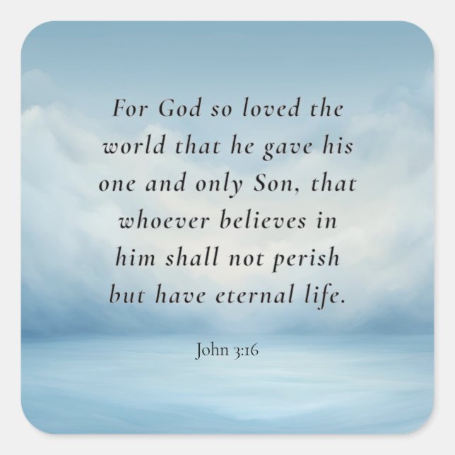 John 3:16 Bible Verse Image Square Sticker (Front)