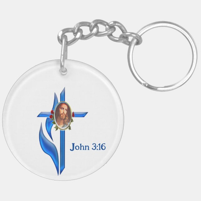 John 3:16 Bible verse Key Ring (Back Left)
