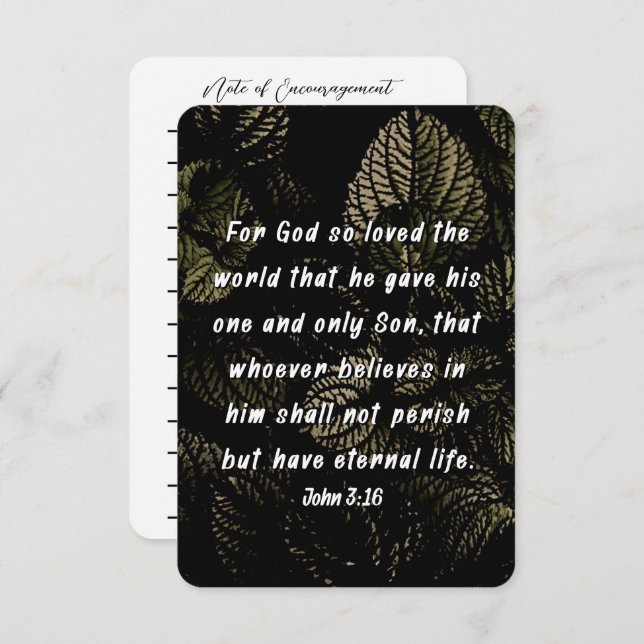 John 3:16 Bible Verse Love of God Coleus Leaves  Card (Front/Back)