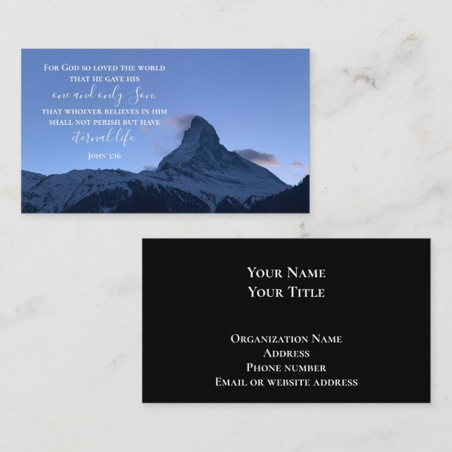 John 3:16 Bible Verse | Matterhorn Photo Pastor Business Card (Front/Back)