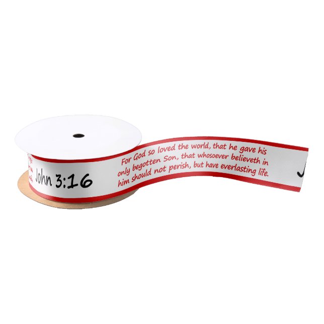 John 3:16 Bible Verse Satin Ribbon (Spool)