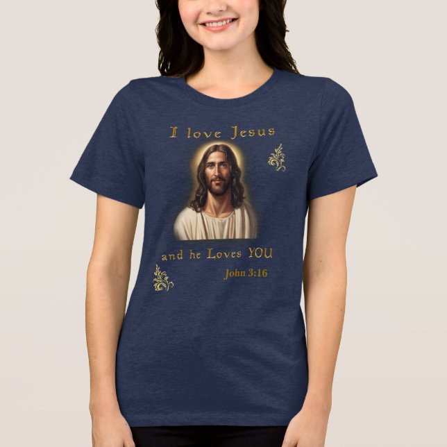 John 3:16 Bible verse Tri-Blend Shirt (Front)