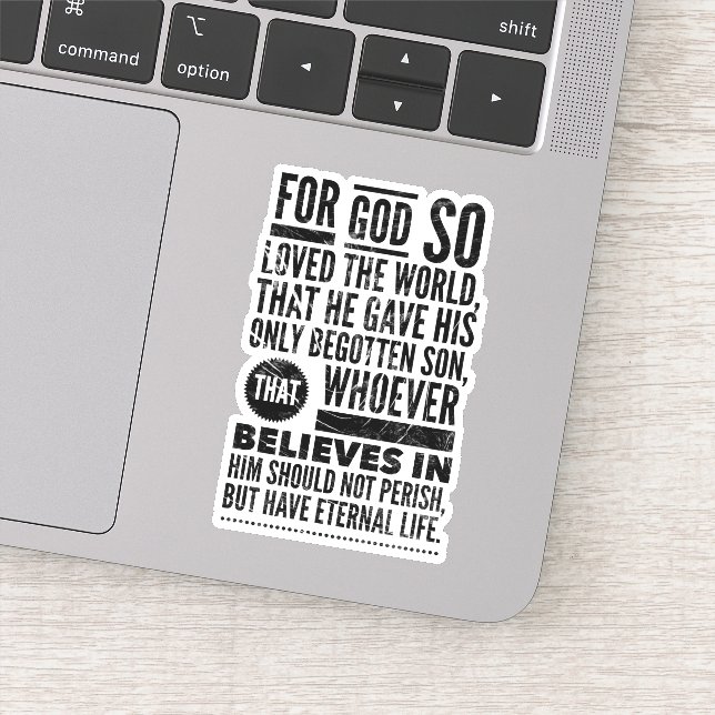 John 3:16 Bible Verse Vinyl Sticker (Detail)
