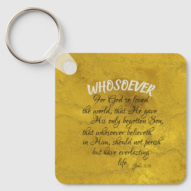 John 3.16 Bible Verse with Whosoever Key Ring (Front)