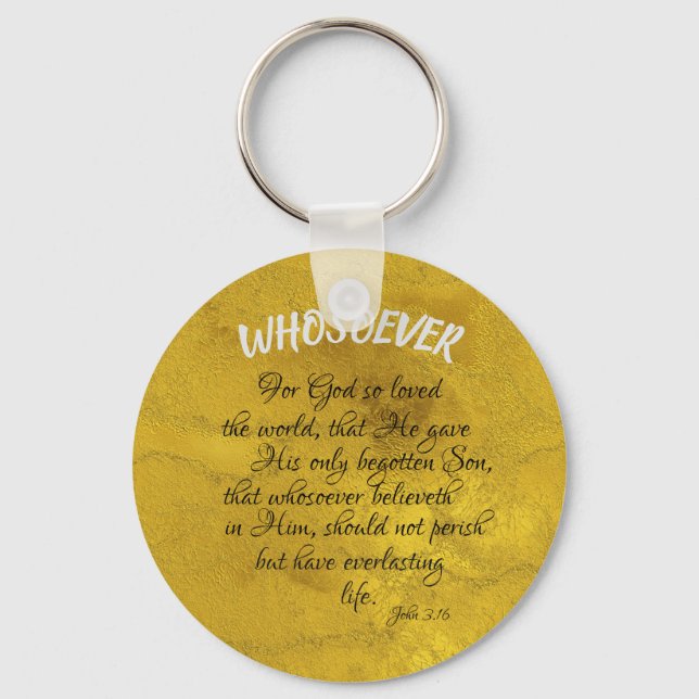 John 3.16 Bible Verse with Whosoever Key Ring (Front)