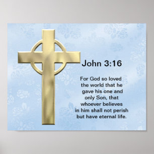 John 3:16 (blue) poster