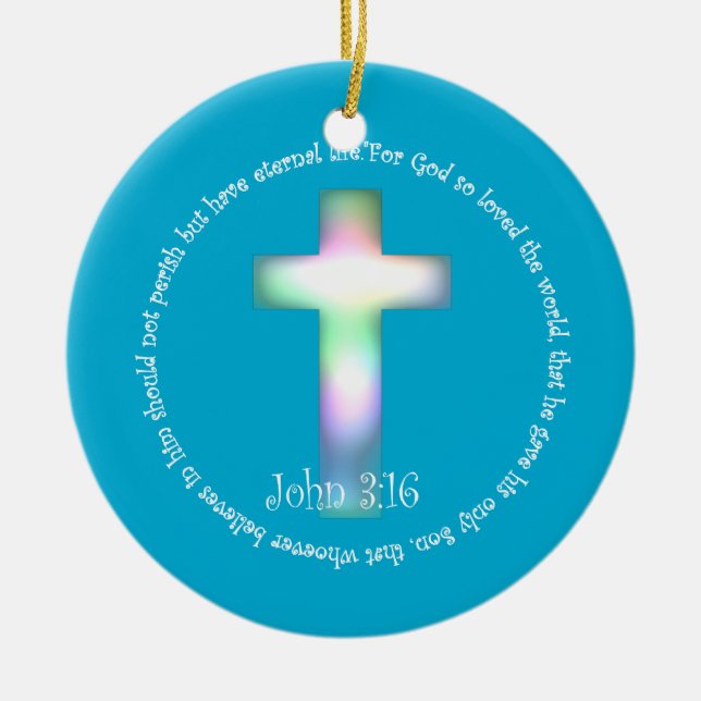 John 3:16 ceramic ornament (Front)