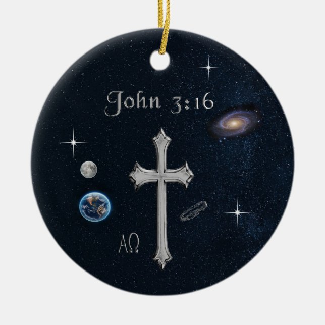 John 3:16 ceramic ornament (Front)