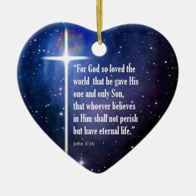 John 3:16 ceramic ornament (Front)