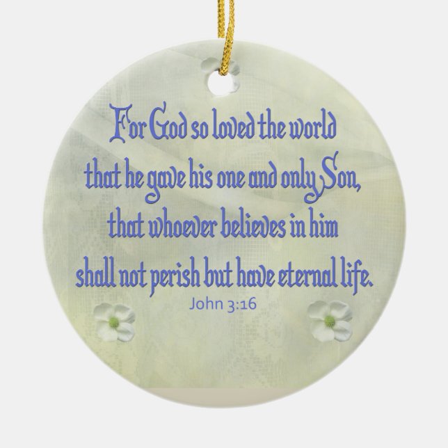 John 3:16 ceramic ornament (Front)