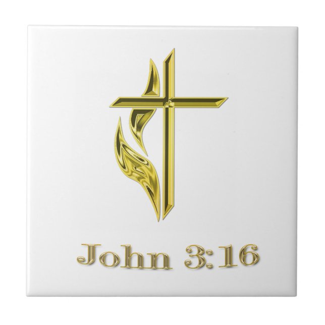 John 3:16 ceramic tile (Front)