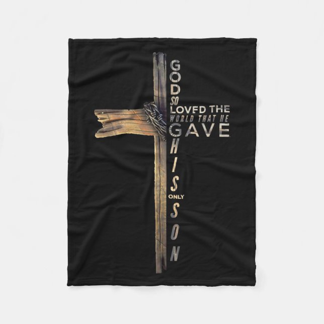 John 3_16 Christian Cross Bible  Fleece Blanket (Front)