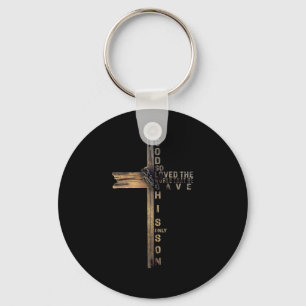 John 3_16 Christian Cross Bible Shirt Christian Qu Key Ring