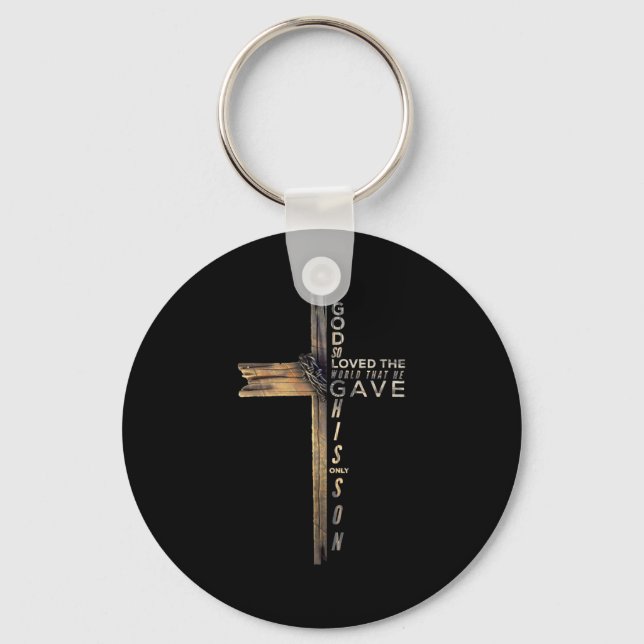 John 3_16 Christian Cross Bible Update  Key Ring (Front)