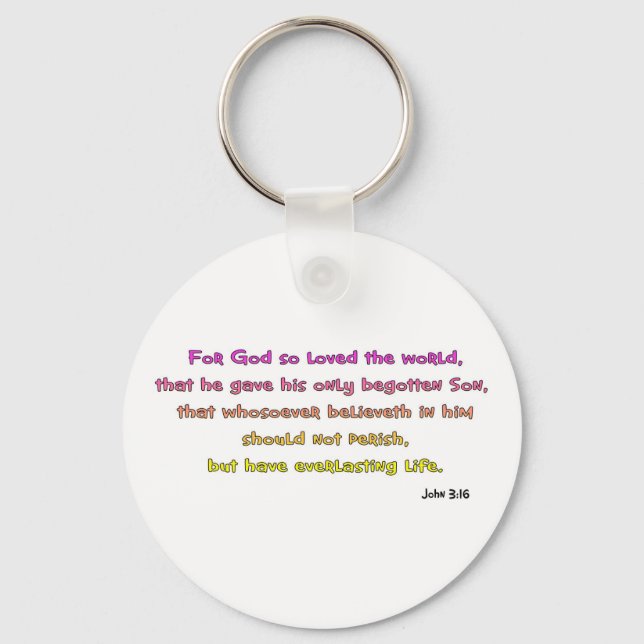 John 3:16 Christian Gift Key Ring (Front)