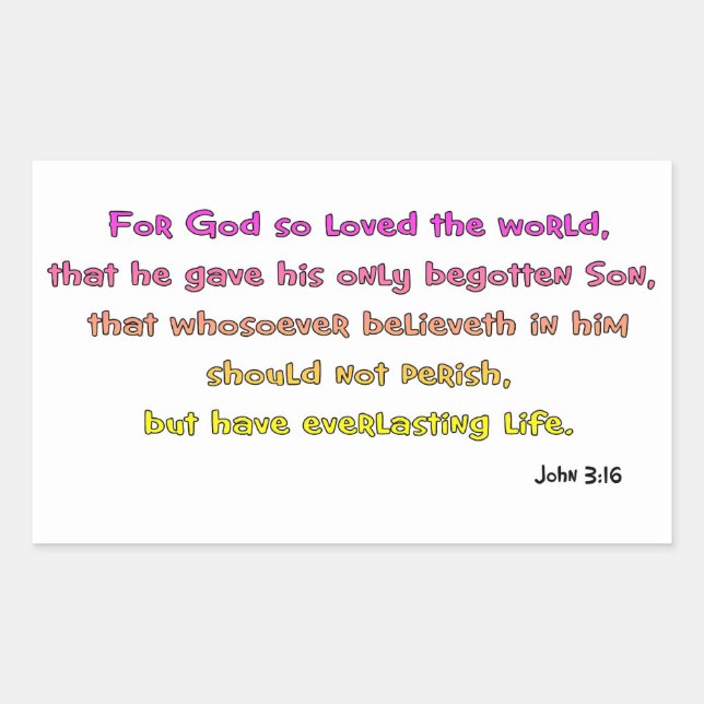 John 3:16 Christian Gift Rectangular Sticker (Front)