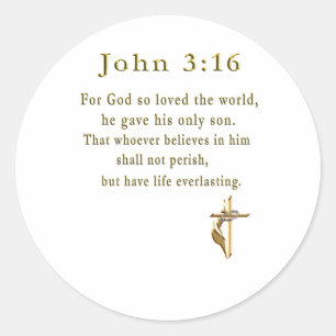 John 3:16 christian gifts classic round sticker