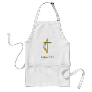 John 3:16 Christian Gold Cross gifts Standard Apron