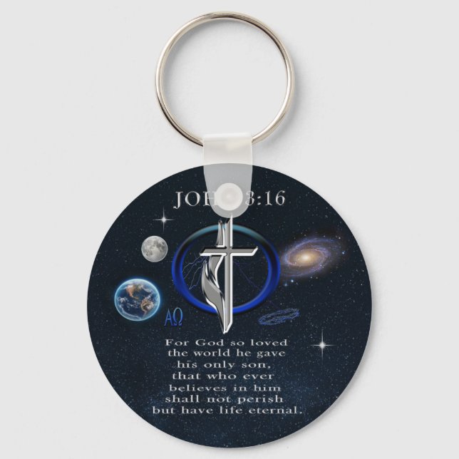 John 3:16 Christian  Key Ring (Front)