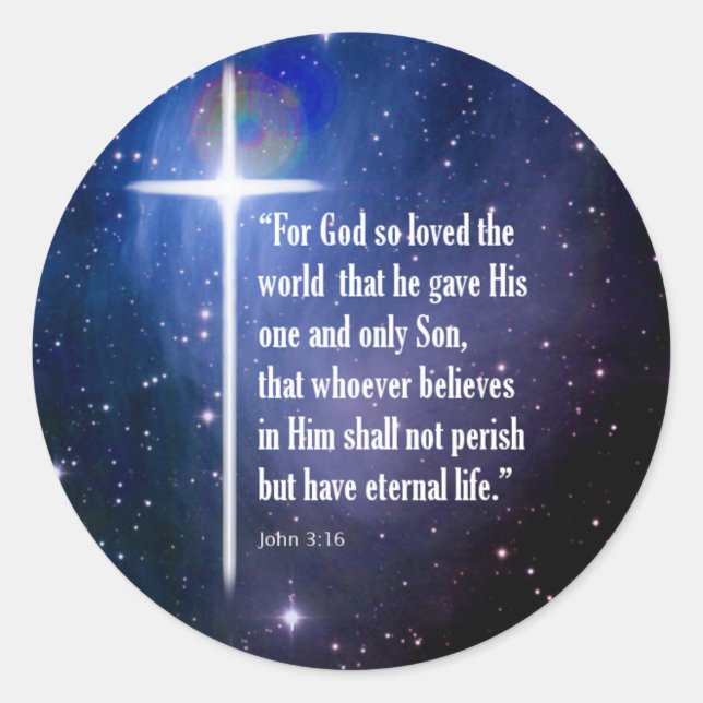 John 3:16 classic round sticker (Front)
