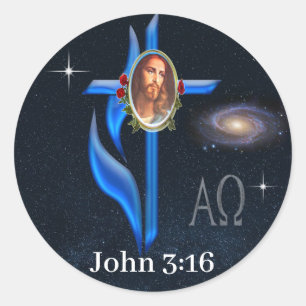 John 3:16 classic round sticker