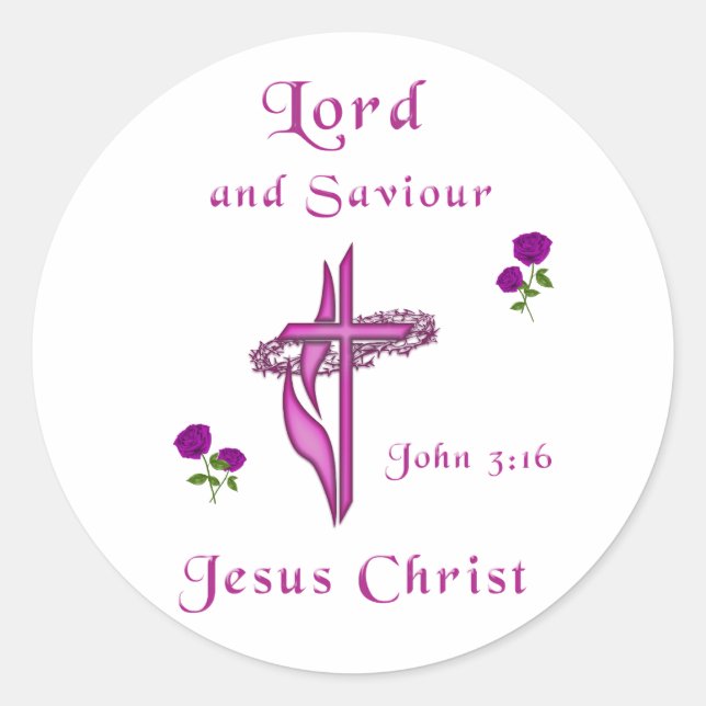 John 3:16 classic round sticker (Front)