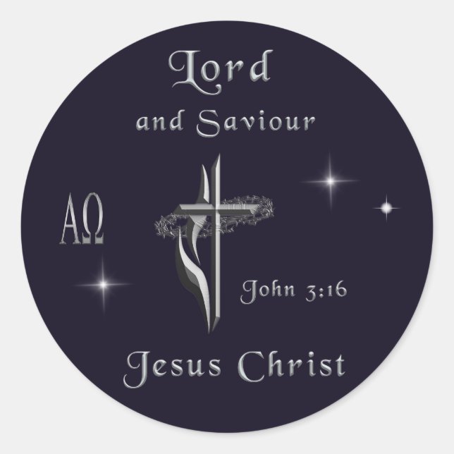 John 3:16 classic round sticker (Front)