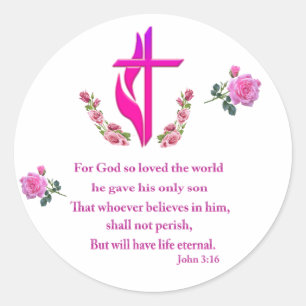 John 3:16 classic round sticker