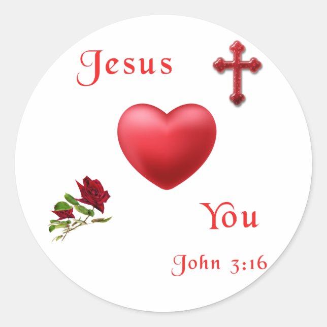 John 3:16 classic round sticker (Front)