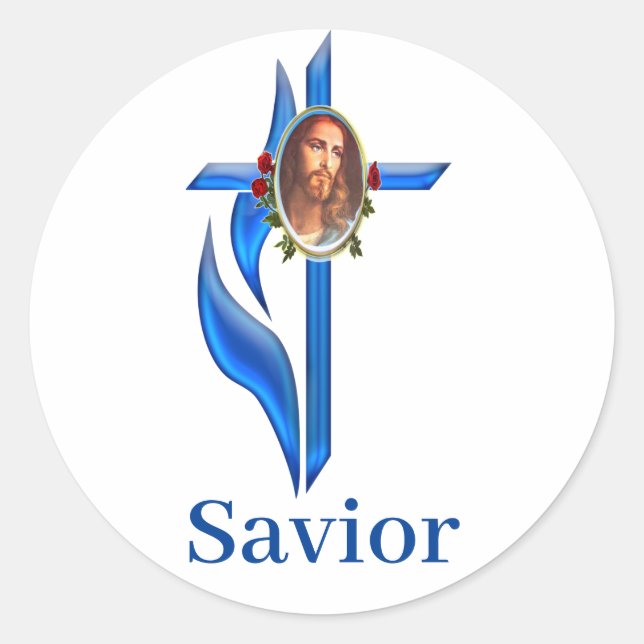 John 3:16 classic round sticker (Front)
