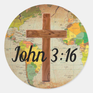 John 3:16 classic round sticker