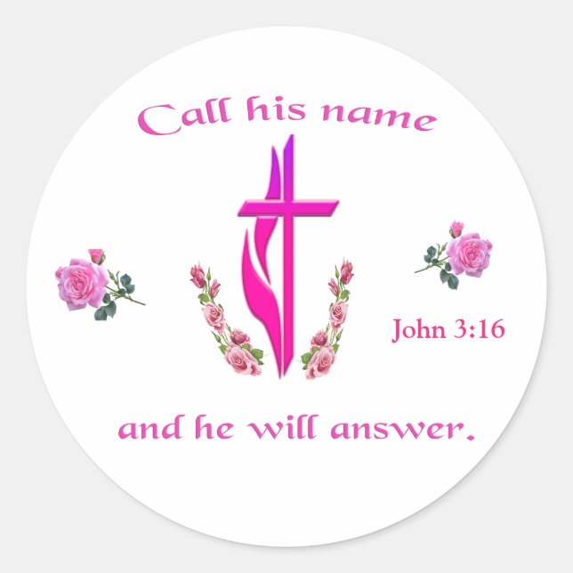 John 3:16 classic round sticker (Front)