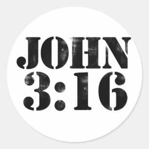 John 3:16  classic round sticker