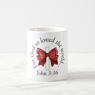 John 3:16 Coquette Red Bow Cross Coffee Mug