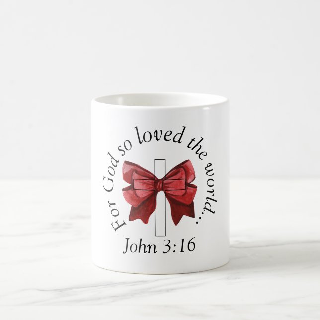 John 3:16 Coquette Red Bow Cross Coffee Mug (Center)