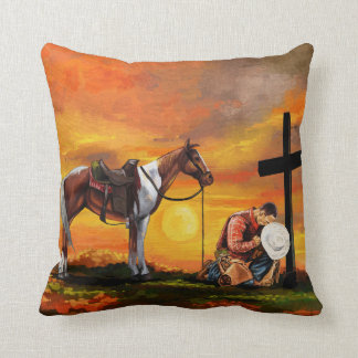 John 3:16 Cowboy at the Cross Praying Christian Cushion