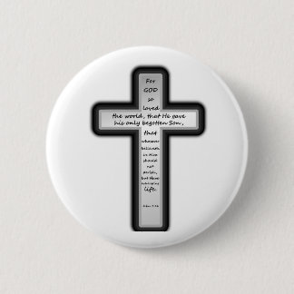 John 3:16 Cross Only 6 Cm Round Badge