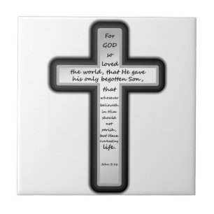 John 3:16 Cross Only Ceramic Tile