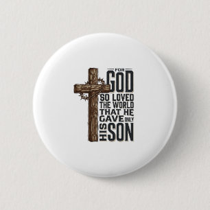 John 3_16 Cross Vintage Engraving Christian Design 6 Cm Round Badge