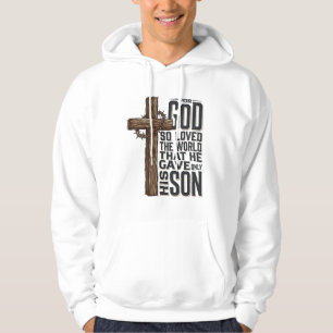 John 3_16 Cross Vintage Engraving Christian Design Hoodie