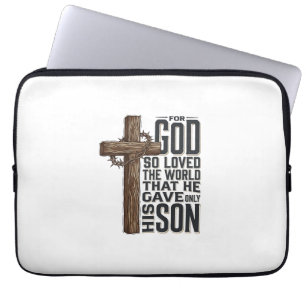 John 3_16 Cross Vintage Engraving Christian Design Laptop Sleeve